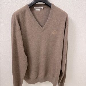 Peter Millar men’s light brown cashmere sweater size M v neck made in China